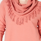 Style & Co Women's Coral Fringed Long Sleeve Cowl Neck Sweater Orange Size Petite