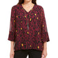 JM Collection Women's Necklace V Neck Blouse Wine  Size Petite Small