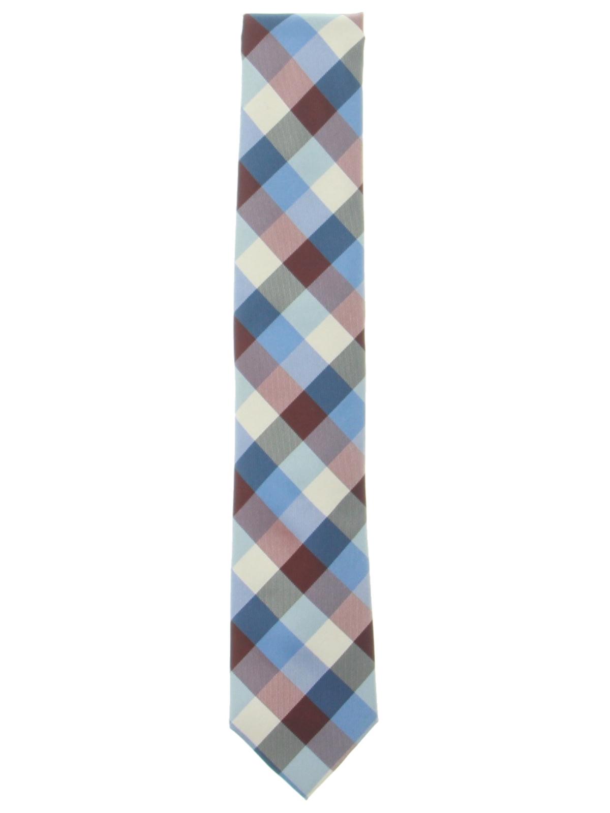 Nautica Men's Plaid Satin Neck Tie Red Size Regular