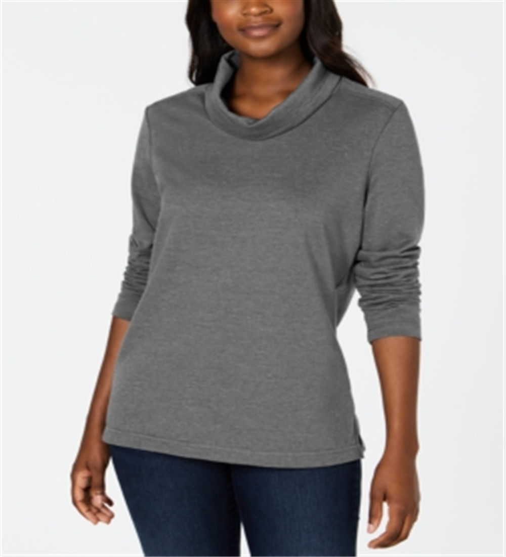 Karen Scott Women's Sport Cowl Neck Top Gray Size XX-Large