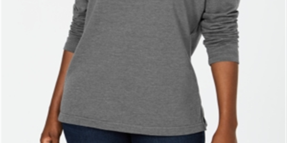 Karen Scott Women's Sport Cowl Neck Top Gray Size XX-Large