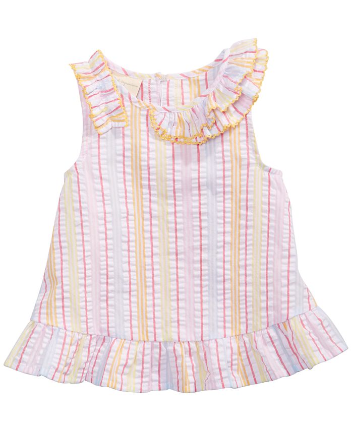 First Impressions Baby Girl's Ruffle Striped Seersucker Top White Size 3-6MOS