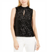 calvin-klein-womens-sequin-mock-neck-keyhole-top-black-size-small