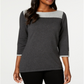 Karen Scott Women's Cotton Button Trim Sweater Gray Size Petite S