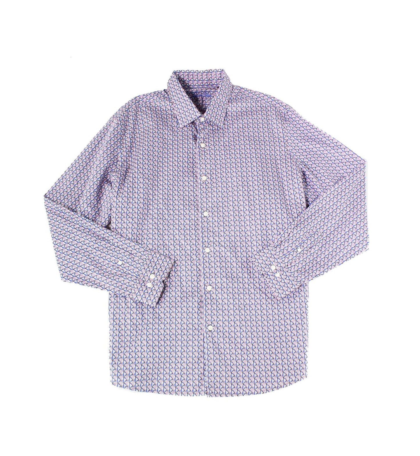 Tasso Elba Men's Geometric Print Dress Shirt Blue Size Small