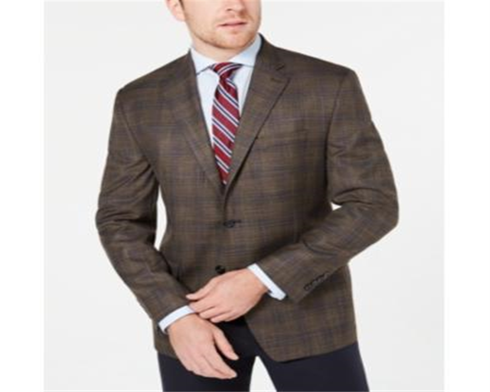 Ralph Lauren Men's Classic Fit Stretch Plaid Sport Coat Brown Size 40-R