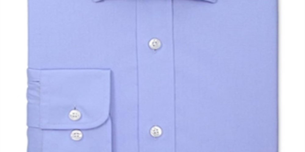 Nautica Men's Woven Solid Button Down Cotton Shirt Blue Size 34X35