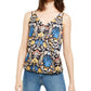 INC International Concepts Women's Surplice Printed Spaghetti Strap Tank Top Blue Size Small