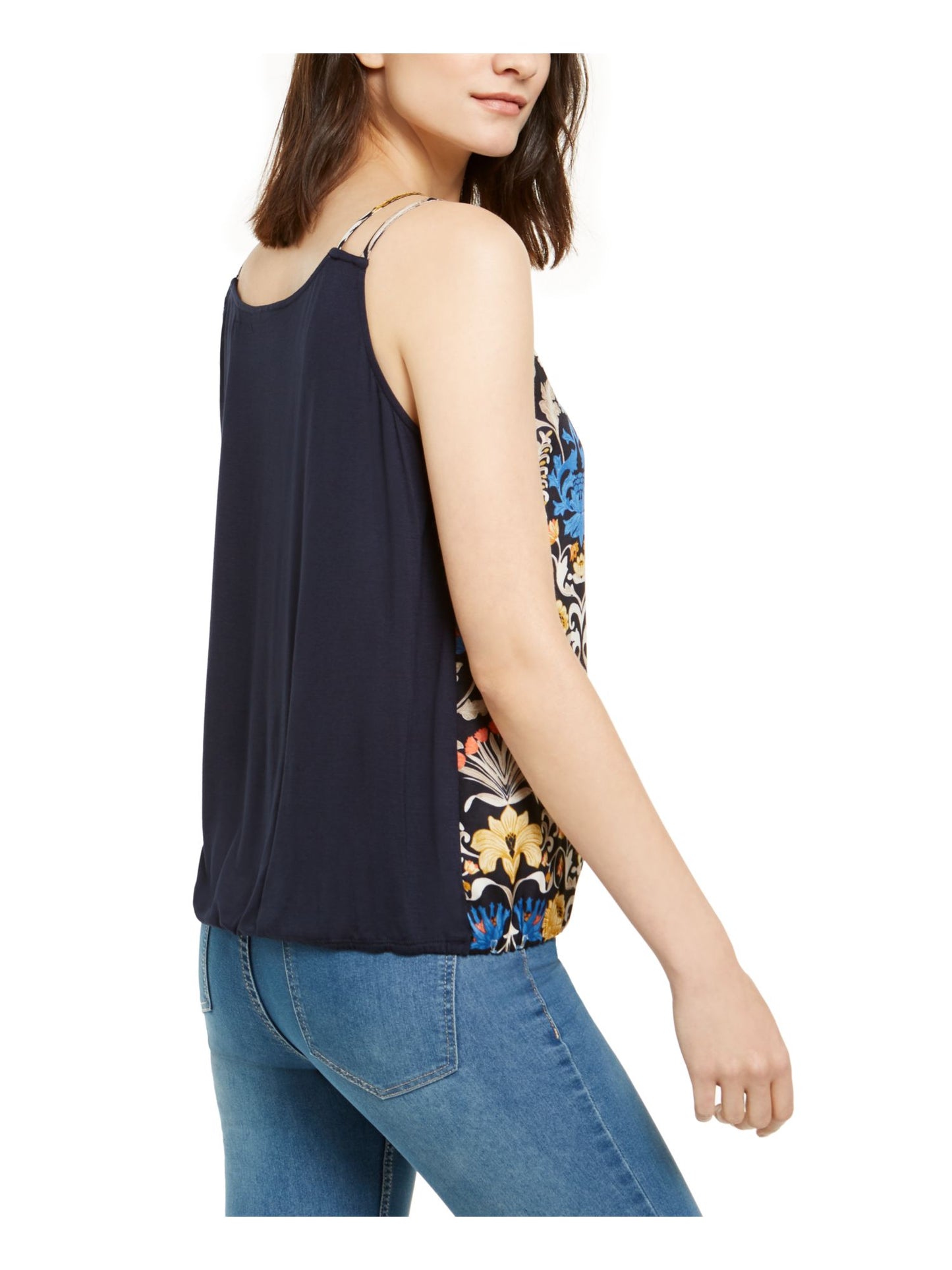 INC International Concepts Women's Surplice Printed Spaghetti Strap Tank Top Blue Size Small
