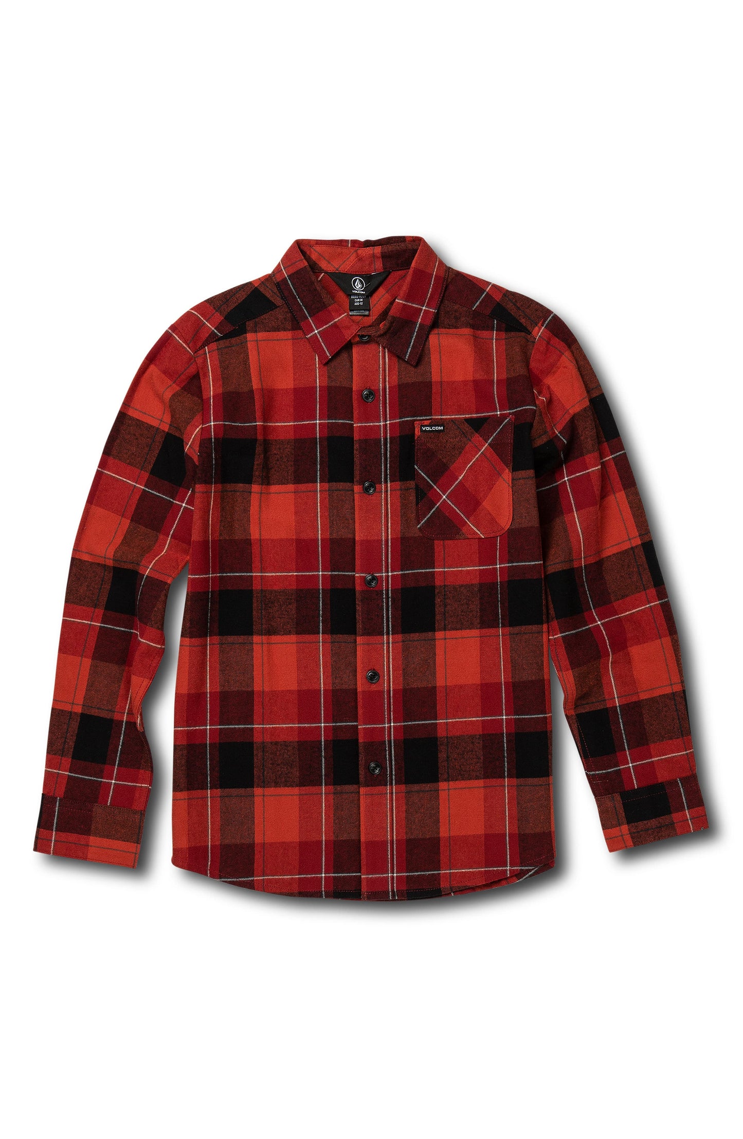 Volcom Big Boy's Cotton Modern Fit Flannel Plaid Shirt Brown Size 2XL