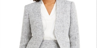 Calvin Klein Women's Tweed Open Front Blazer Gray Size 10