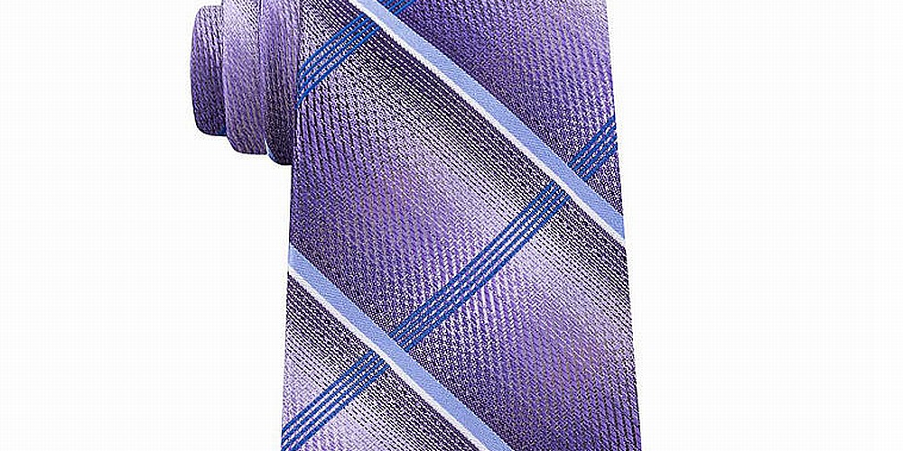 Van Heusen Men's Vh Shaded Plaid Tie Purple Size Regular