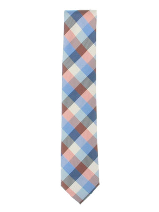 Nautica Men's Plaid Satin Neck Tie Orange Size Regular