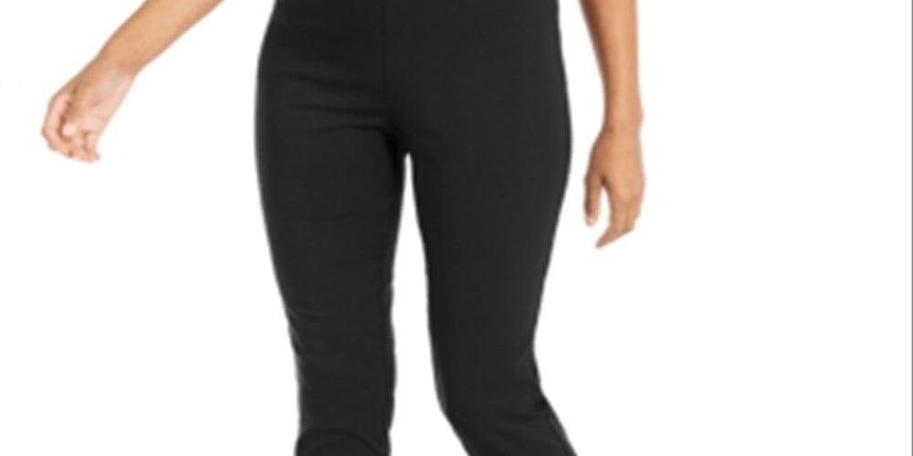 Thalia Sodi Women's Cropped Button Hem Pants Black Size Small