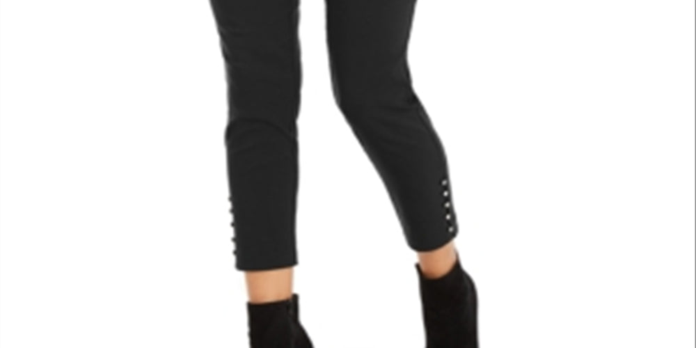 Thalia Sodi Women's Cropped Button Hem Pants Black Size Small