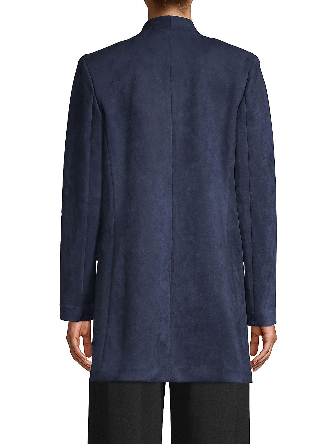 Calvin Klein Women's Faux Suede Open Front Topper Jacket Blue Size 10