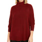 Style & Co Women's Textured Ribbed Long Sleeve Turtle Neck Sweater Red Size Petite Small