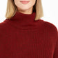 Style & Co Women's Textured Ribbed Long Sleeve Turtle Neck Sweater Red Size Petite Small