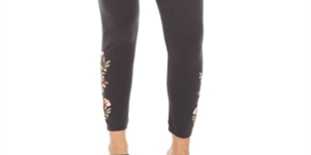 Style & Co Women's Floral Embroide Leggings Gray Size Petite P