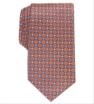 Club Room Men's Classic Grid Silk Tie Orange One Size