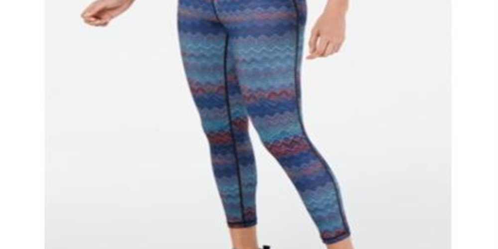 Ideology Women's Mid Rise Chevron Print Leggings Blue Size X-Small