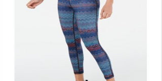 Ideology Women's Mid Rise Chevron Print Leggings Blue Size X-Small