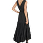 DKNY Women's Tie Waist Tiered Maxi Dress Black Size X-Large