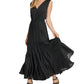 DKNY Women's Tie Waist Tiered Maxi Dress Black Size X-Large