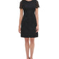 Tommy Hilfiger Women's Eyelet Zippered Short Sleeve Jewel Neck Above the Knee Sheath Dress Black Size 16