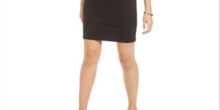 Bar III Women's Faux Leather Solid Sleeveless Crew Neck Above the Knee Fit Flare Evening Dress Black Size X-Large