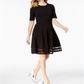 Calvin Klein Women's Elbow Sleeve Illusion-Detail Dress Black Size 6 Petite