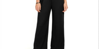 NY Collection Women's Belted Jumpsuit Dresses Black Size X-Large