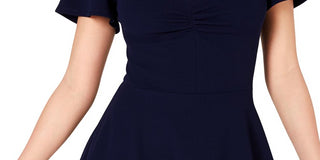 B Darlin Women's Ruched V Neck Party Back Zip Dress Navy Size 15/16