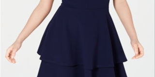 B Darlin Women's Ruched V Neck Party Back Zip Dress Navy Size 15/16