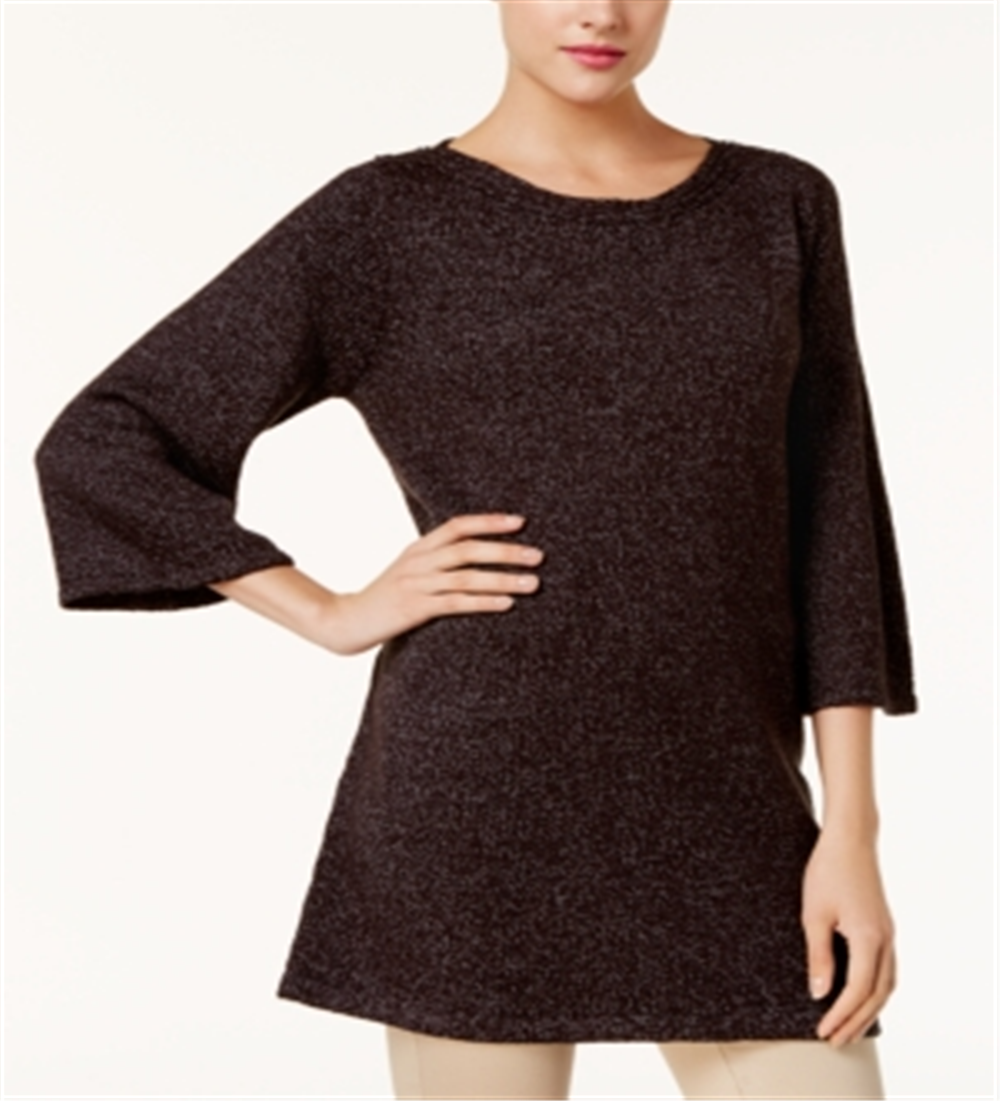 Karen Scott Women's Marled Boat Neck Sweater Black Size Large