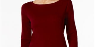 Charter Club Women's Boat Neck Button Shoulder Top Red Size X-Small