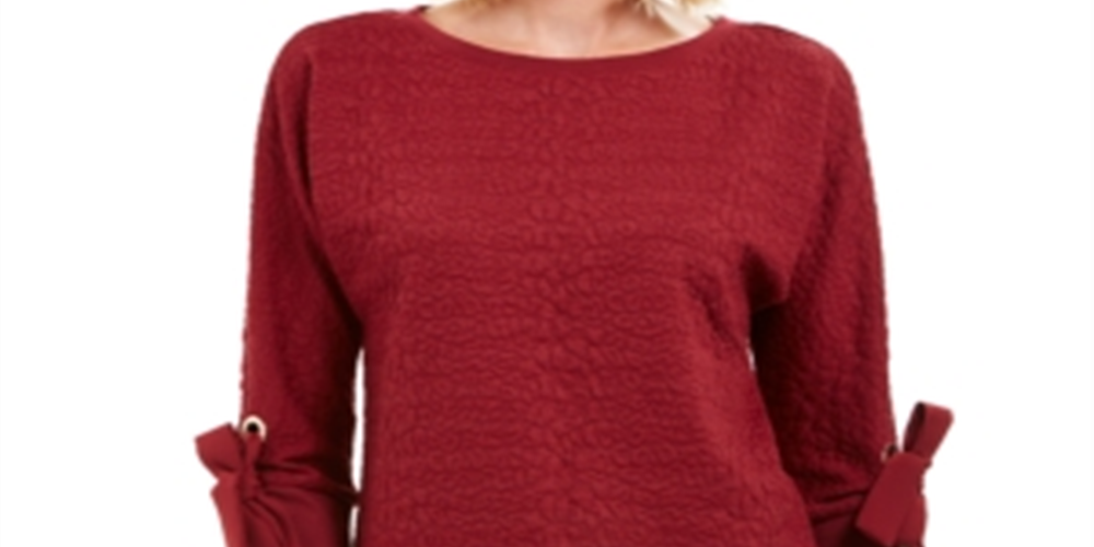 Charter Club Women's Textured Tie Cuff Top Red Size XX-Large