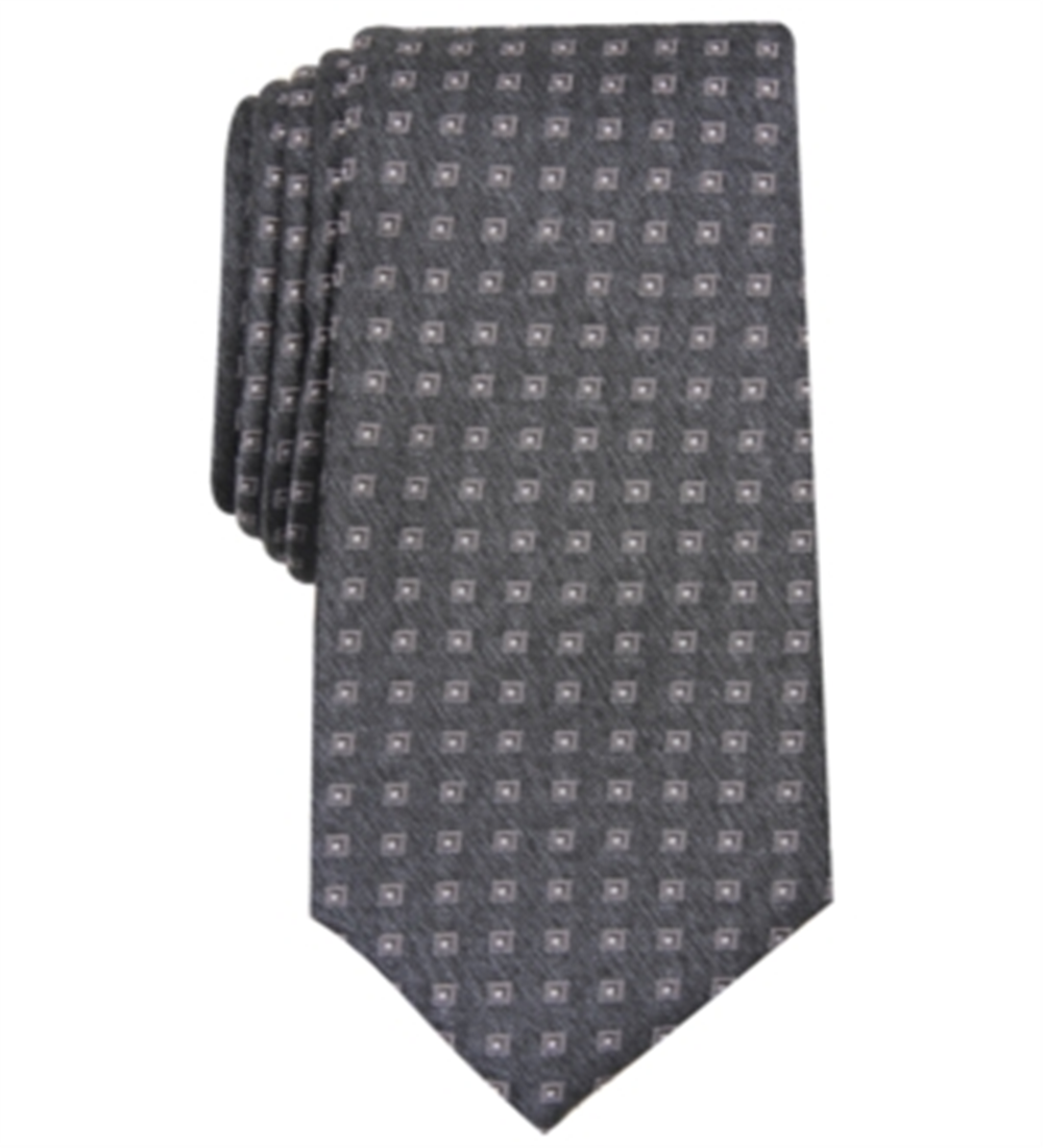 Alfani Men's Collins Neat Geometric Skinny Slim Silk Neck Tie Black Size Regular