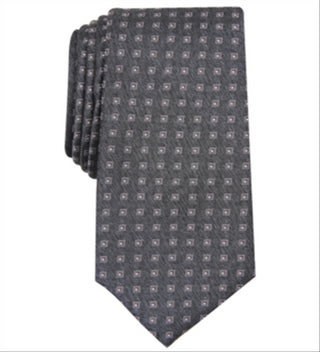 Alfani Men's Collins Neat Geometric Skinny Slim Silk Neck Tie Black Size Regular