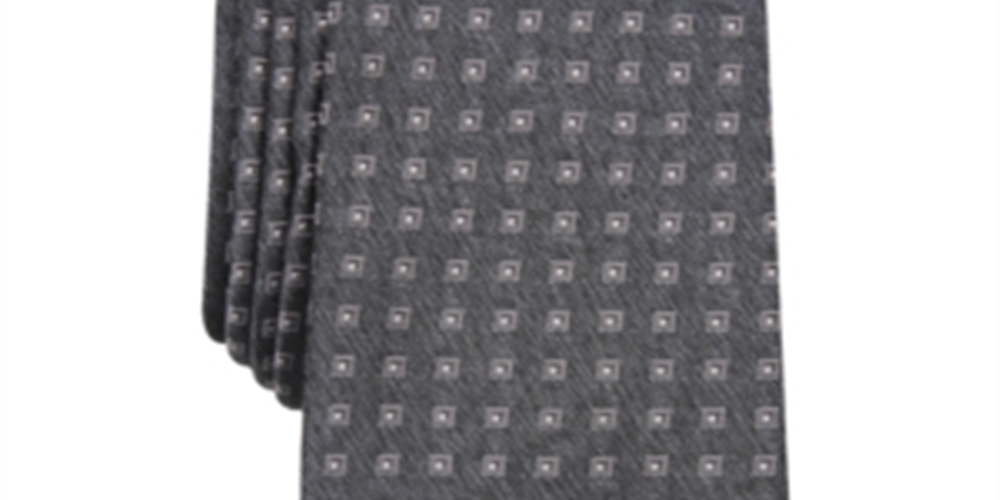 Alfani Men's Collins Neat Geometric Skinny Slim Silk Neck Tie Black Size Regular