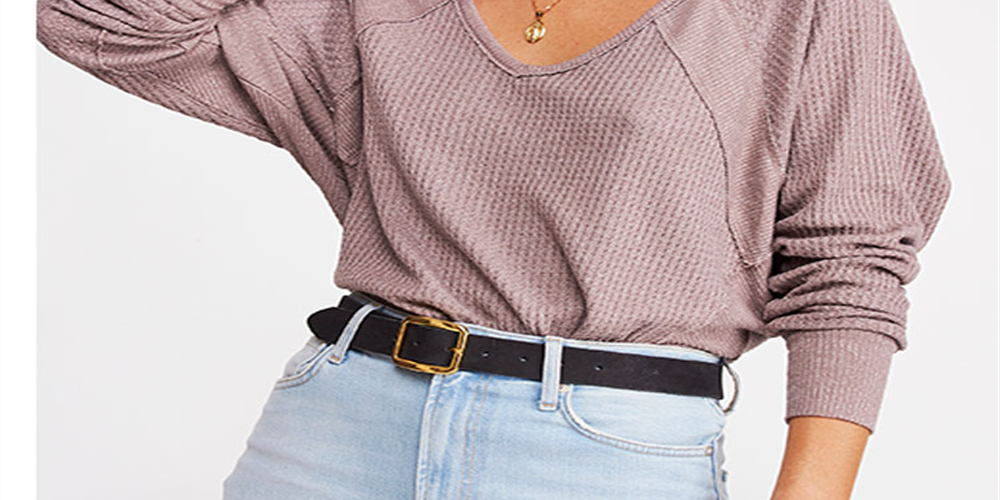 Free People Women's Santa Clara Patterned V Neck Thermal Top Pink Size X-Small