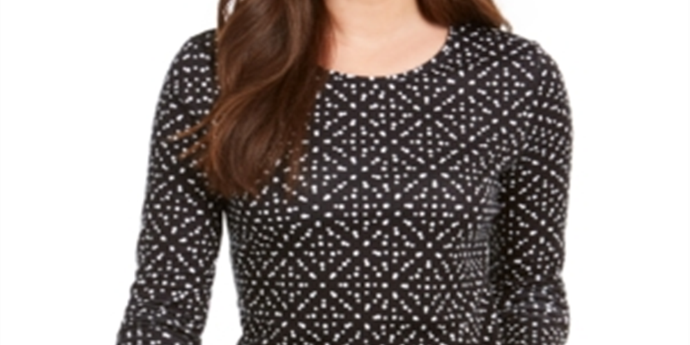 Charter Club Women's Dot Print Pima Cotton Top Black Size X-Small