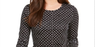 Charter Club Women's Dot Print Pima Cotton Top Black Size X-Small
