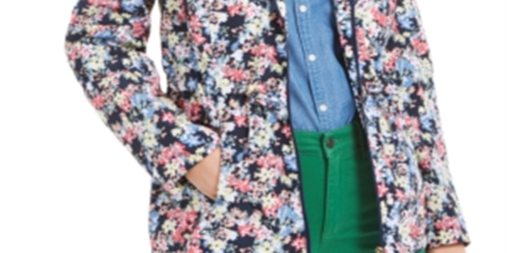 Charter Club Women's Floral Print Hooded Utility Jacket Tan Size S