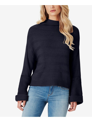 Charter Club Women's Textured Long Sleeve Turtle Neck Sweater Black Size Petite Small
