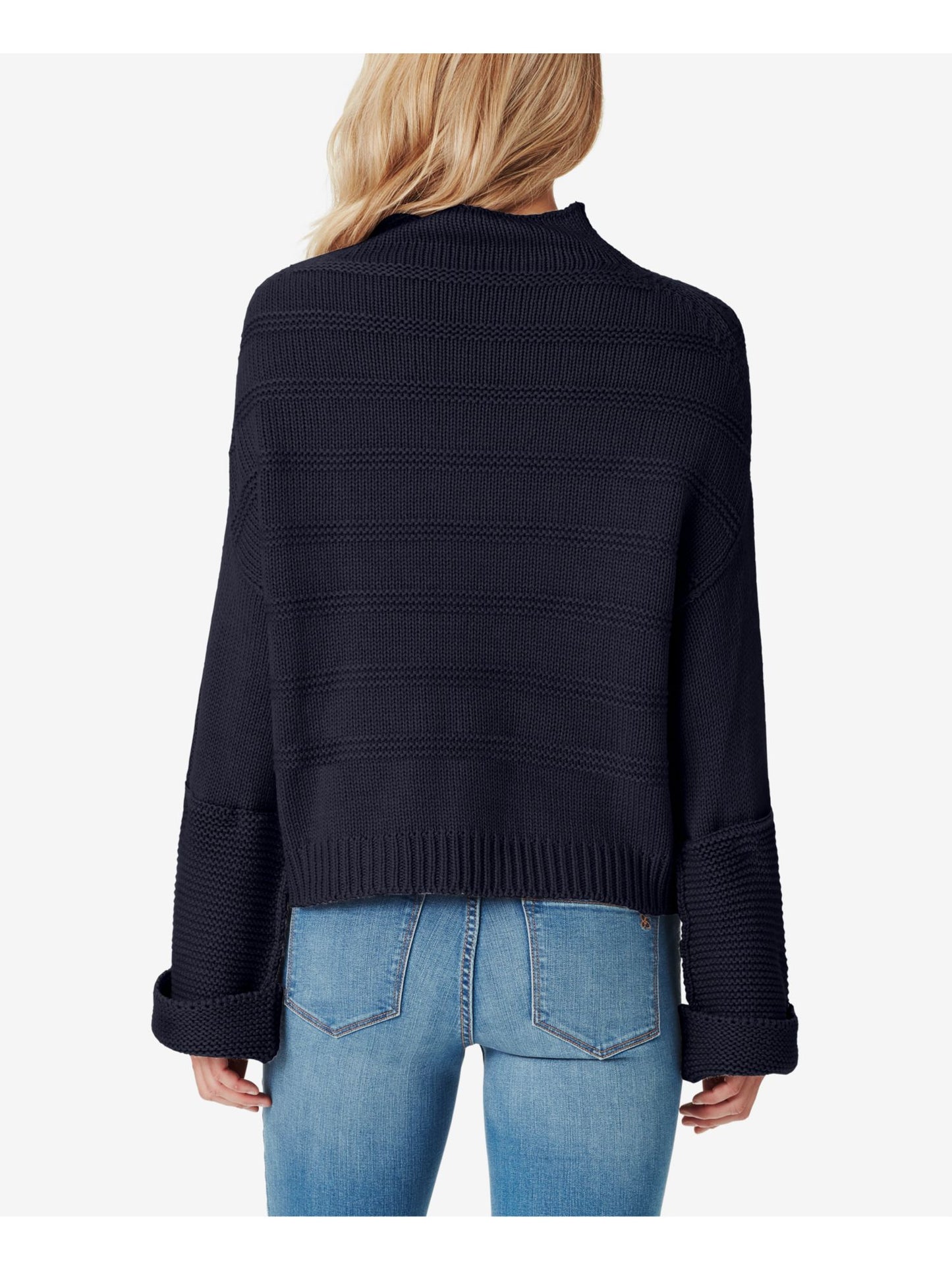 Charter Club Women's Textured Long Sleeve Turtle Neck Sweater Black Size Petite Small