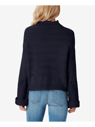 Charter Club Women's Textured Long Sleeve Turtle Neck Sweater Black Size Petite Small