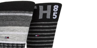 Tommy Hilfiger Men's 2 Pack Houndstooth Crew Socks Gray One Size