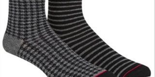Tommy Hilfiger Men's 2 Pack Houndstooth Crew Socks Gray One Size