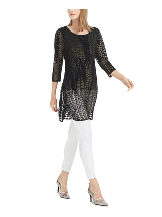 Alfani Women's Printed Super Tunic Black Size Petite Medium